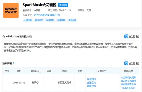 火花音悦完成数百万种子轮融资，加速音乐版权服务布局
